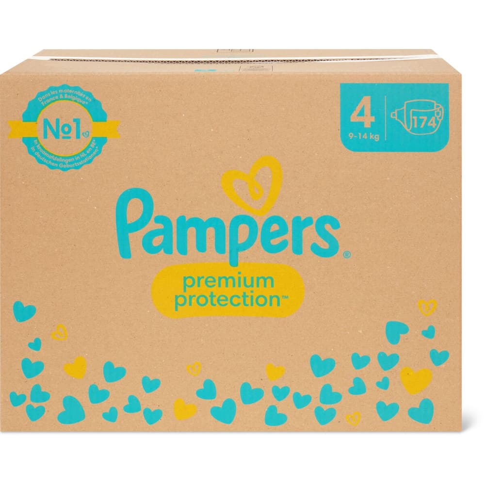 Pampers Couches Taille 4 (9-14 kg), Protection Premium , 58 Pièces