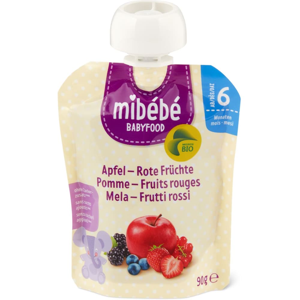 Mibébé Bio Babyfood · Squeeze pouches for babies red berries · From 6