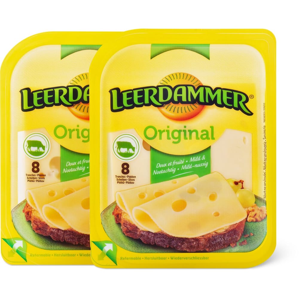 pasteurised slices semi-hard cheese made Migros Original 16 Dutch Leerdammer • milk · · from Buy