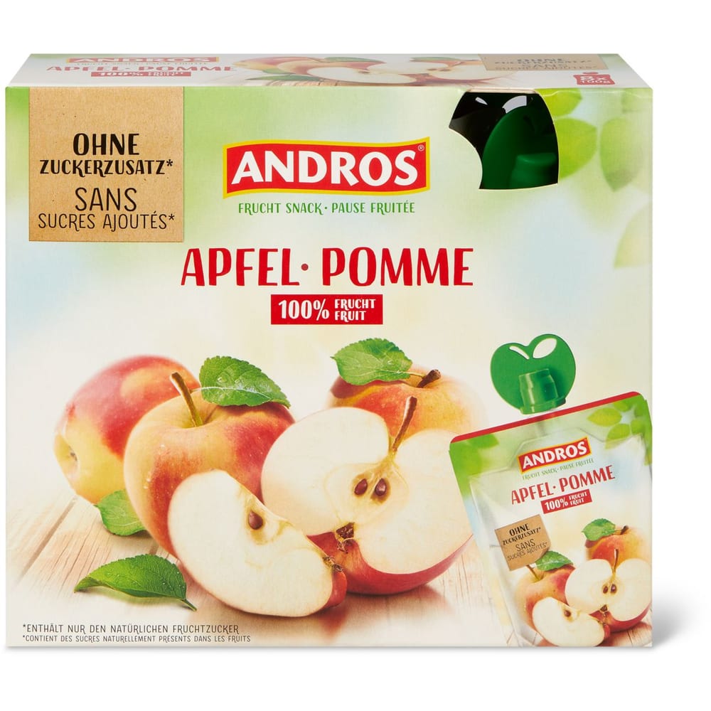 Andros Apple & Mango No Added Sugar Compote 4 x 100g - Fruit