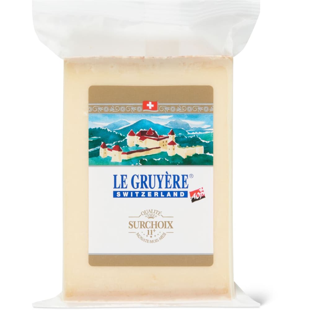 Le Gruyère Aop · Fromage Suisse à Pâte Dure Gras Au Lait Cru · Surchoix • Migros 