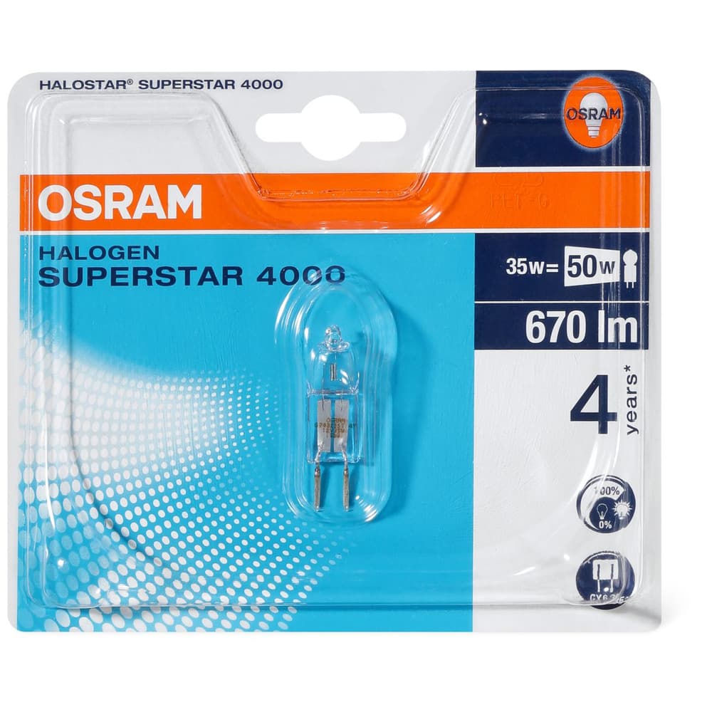 2 OSRAM Halogenlampen HALOSTAR STAR GY6.35 50 W klar