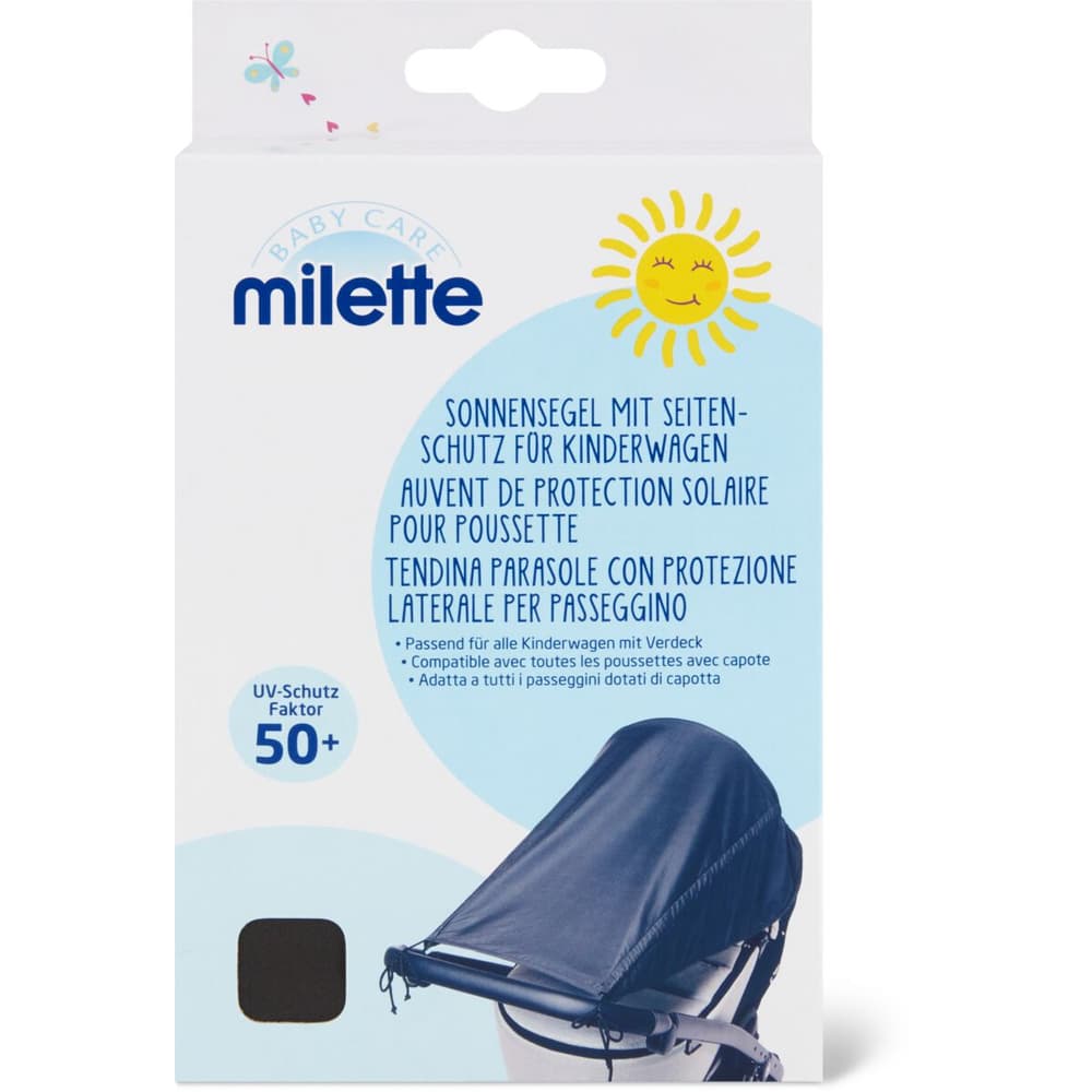 Kaufen Milette Baby Care · Sonnenschutzvorzelt für Kinderwagen · UV-Schutz  Faktor 50+, passend für alle Kinderwagen mit Verdeck • Migros