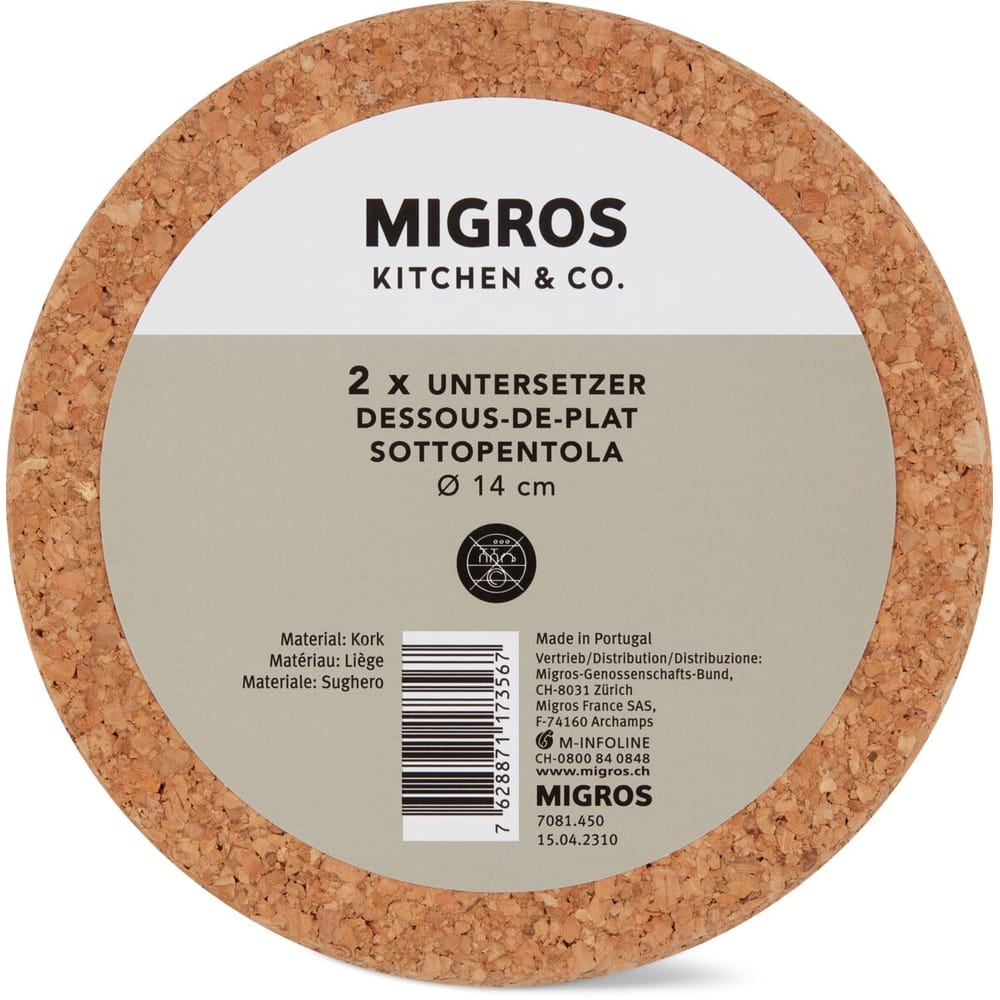 Set Da 6 Sottopentola Rotondi In Sughero Naturale Enkrio - Diametro 18,5 Cm - Anticalore E Antigraffio Per Cucina - Ideali Per Piatti Caldi E Pentole