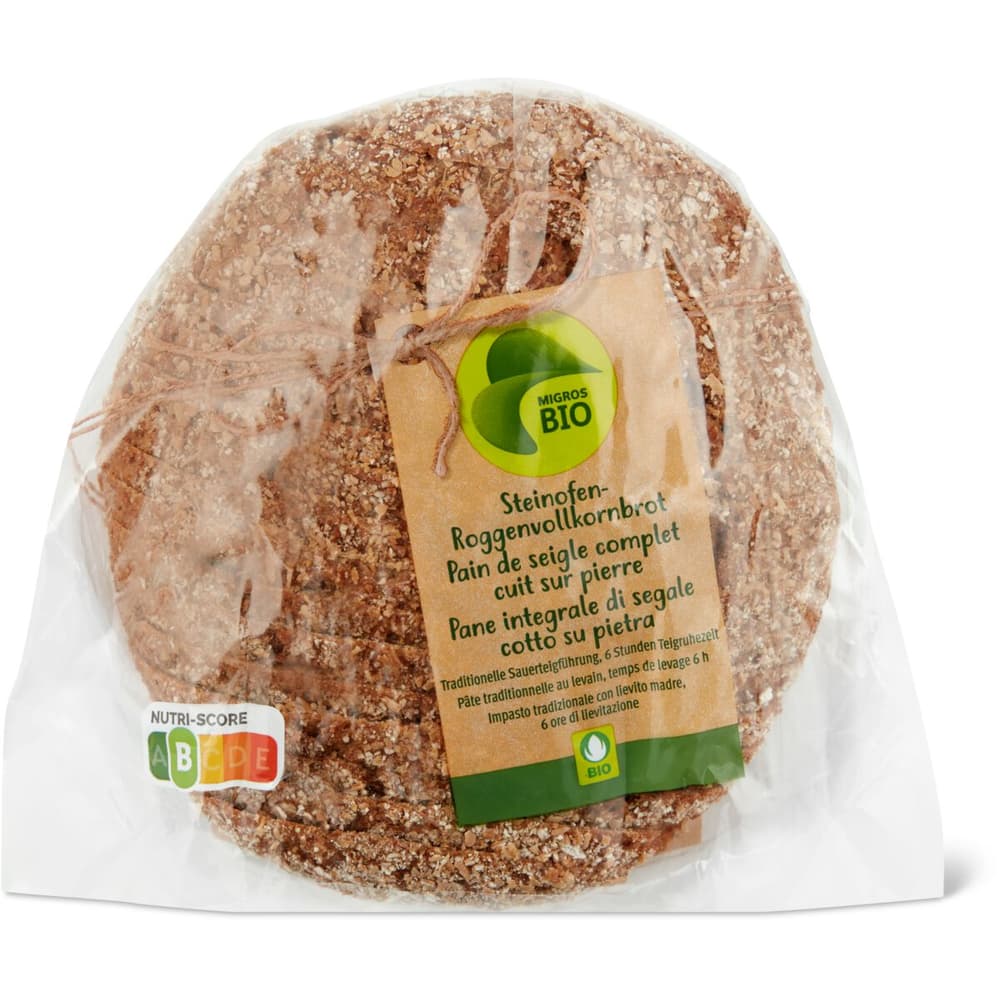 Migros Bio · Stone oven wholemeal rye bread • Migros