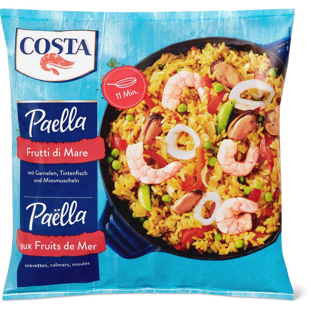 Costa · Paella Frutti di Mare · prawns, squid, mussels • Migros