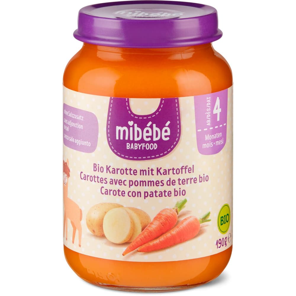 Acquista Mibébé Bio Babyfood · Pappa completa con carote e patate · Da 4  mesi • Migros