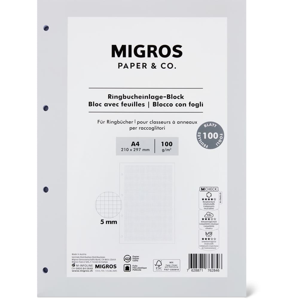 MIGROS PAPER & CO. · Bloc avec feuilles A4 • Migros