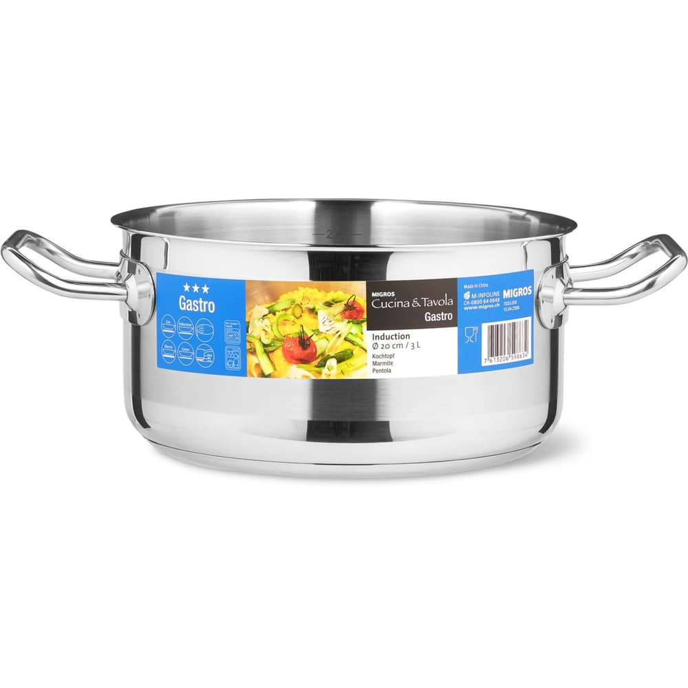 Acquista Cucina & Tavola Gastro · Casseruola 20cm 2.5L · Acciaio inox 18/10  Base a capsula • Migros