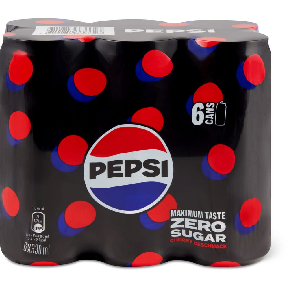 Pepsi Zero · Soft drink · Cherry flavour, low in calories • Migros