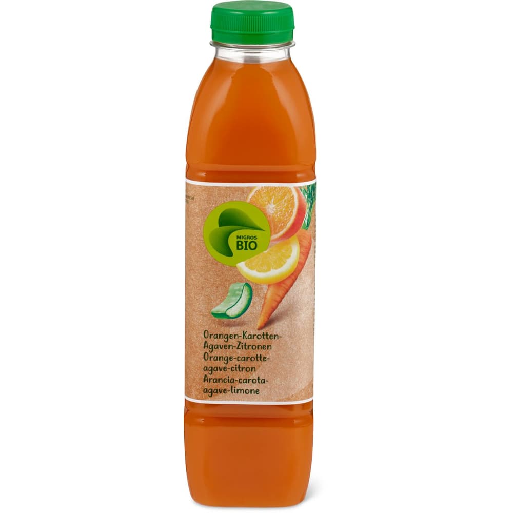 Migros Bio · Orangen-Karotten &amp; Agaven-Zitronen Saft • Migros