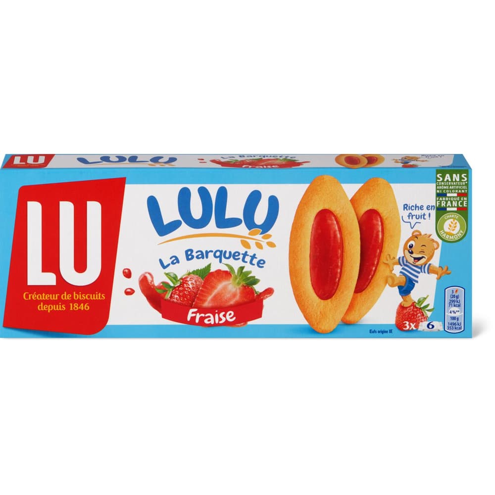 Biscuits barquette chocolat noisette Lulu LU 120g sur