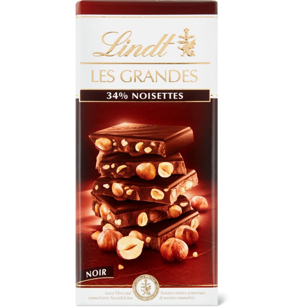 Achat Lindt Les Grandes · Tablette de chocolat · Noir, noisettes • Migros