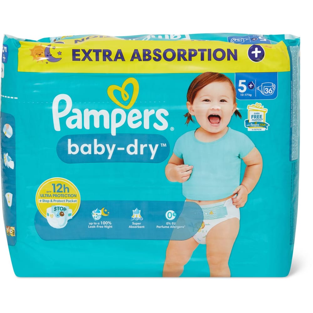 Pampers Baby-Dry Windeln Größe 5+ - 52 Stück Nachtwindeln Für Babys