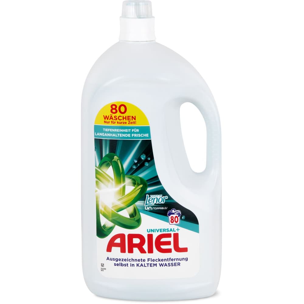 Ariel Universal + · Liquid laundry detergent · 80 wash cycles • Migros