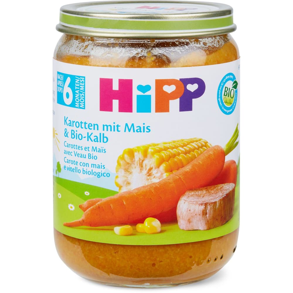 Buy HiPP · Carrots with corn organic &calf 190g · Menu - After 6 months ...