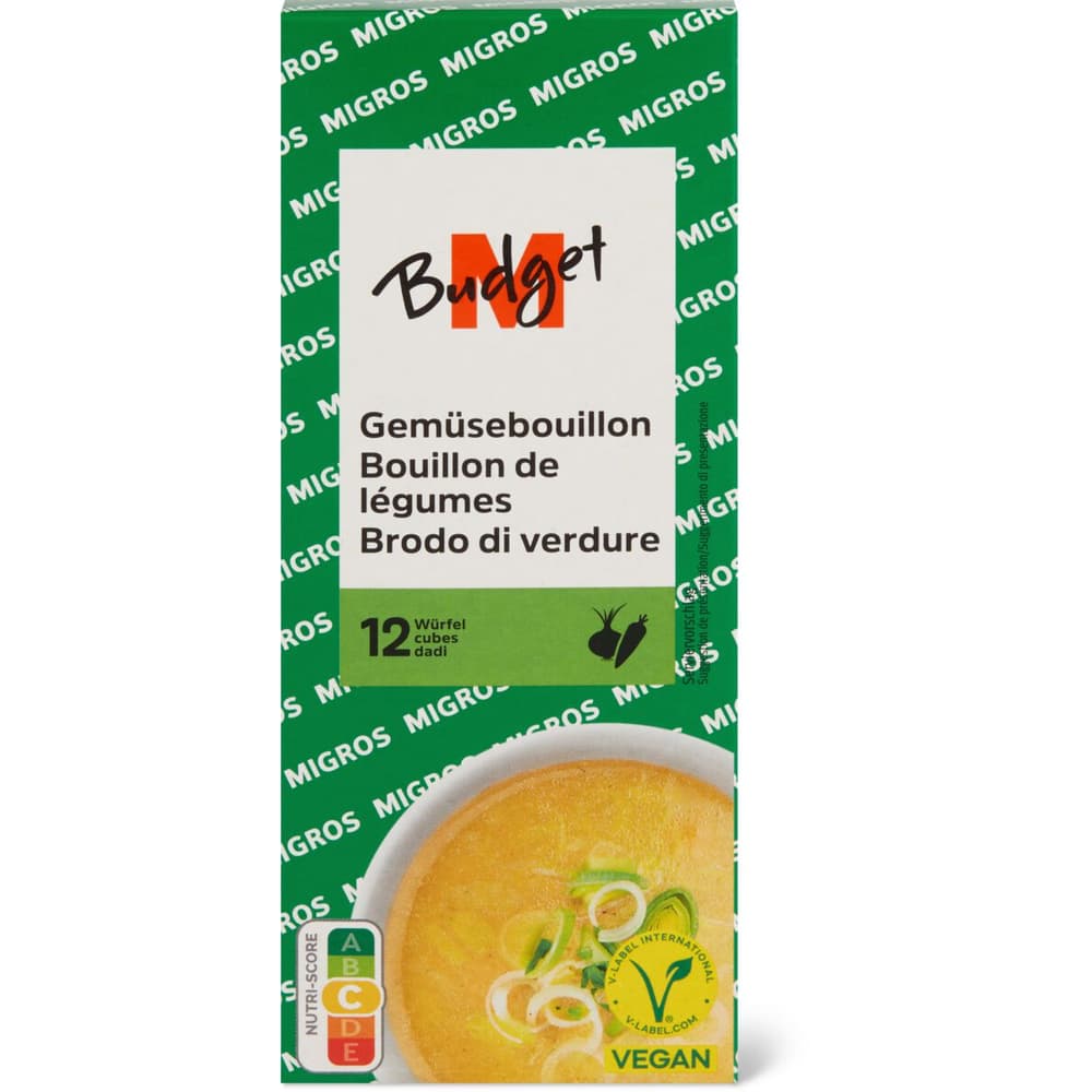 MBudget · Bouillon de légumes · 12 cubes, 1 cube = 5dl bouillon • Migros