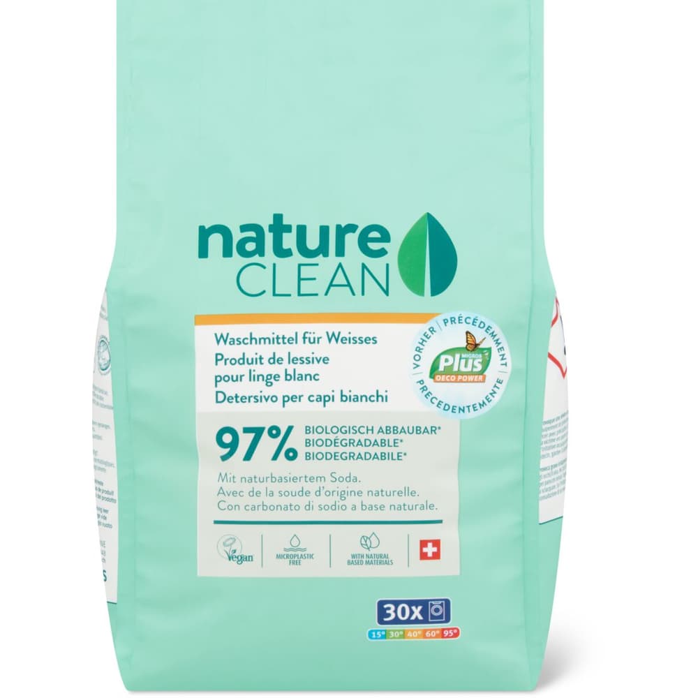 Nature Clean · Washing powder · 30 wash cycles, for white linen, with