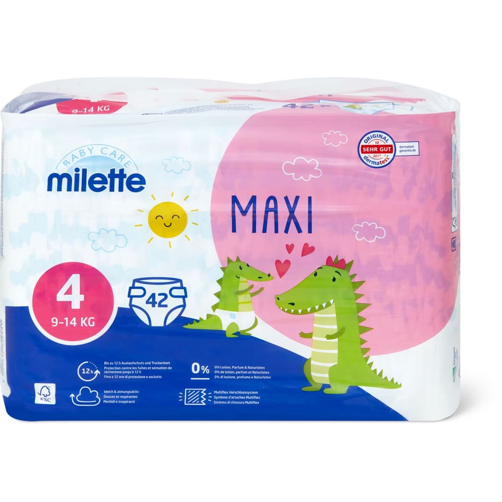 Achat Milette Baby Care · Couches · Maxi, taille 4, 9-14 kg • Migros