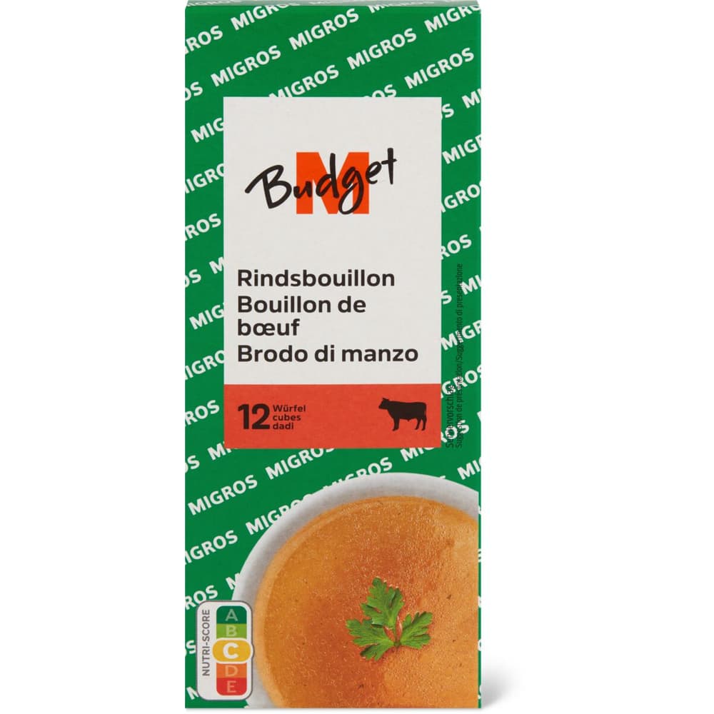 MBudget · Bouillon de bœuf · 12 cubes, 1 cube = 5dl bouillon • Migros