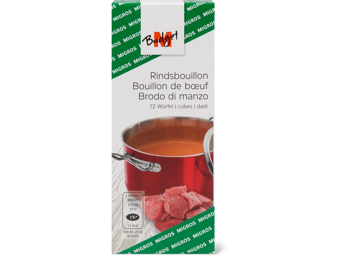 Achat MBudget · Bouillon de bœuf · 12 cubes, 1 cube = 5dl bouillon