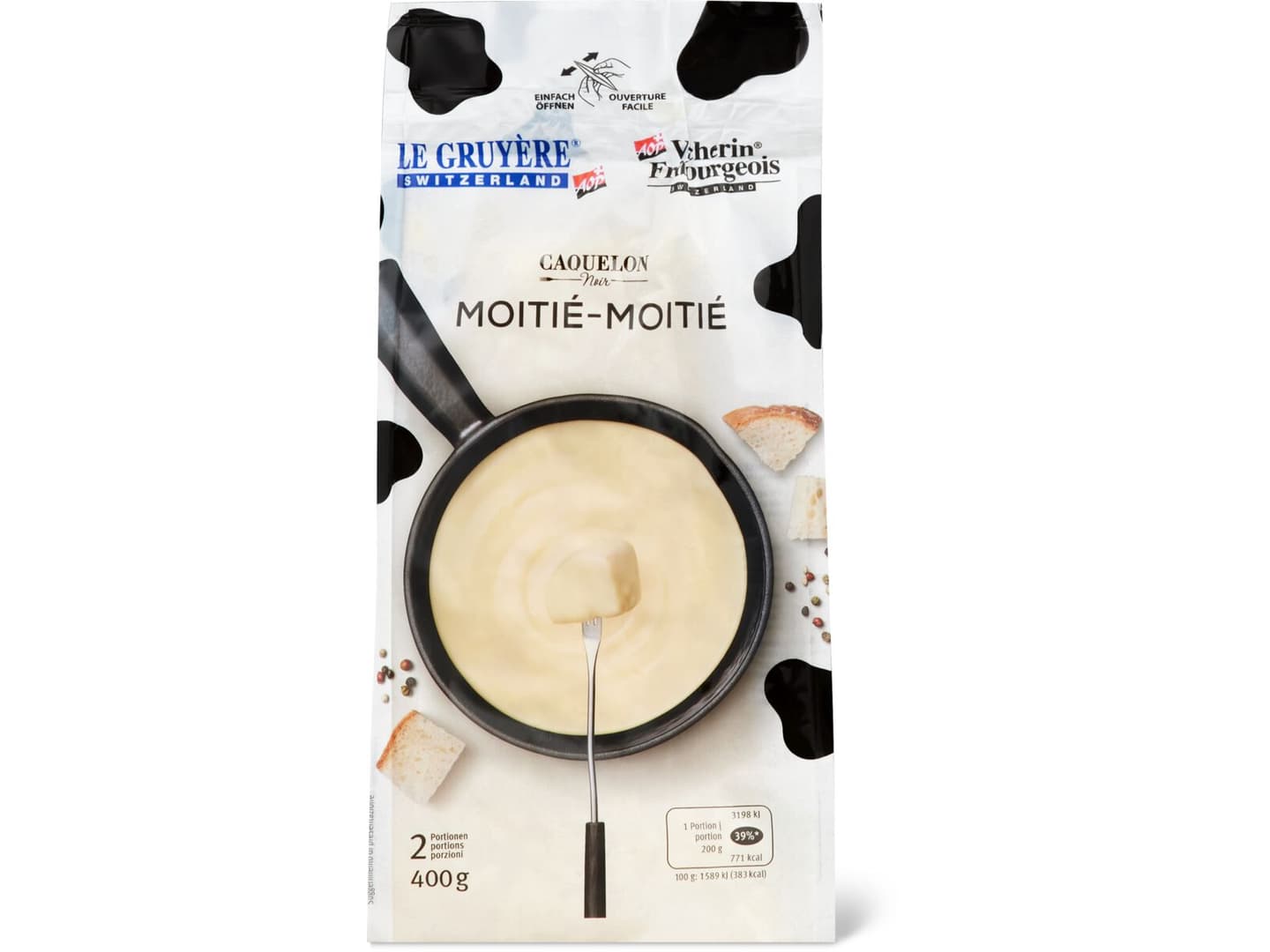 Achat Caquelon Noir · Fondue Moitié Moitié · 50 Vacherin Fribourgeois Et 50 Gruyère • Migros 