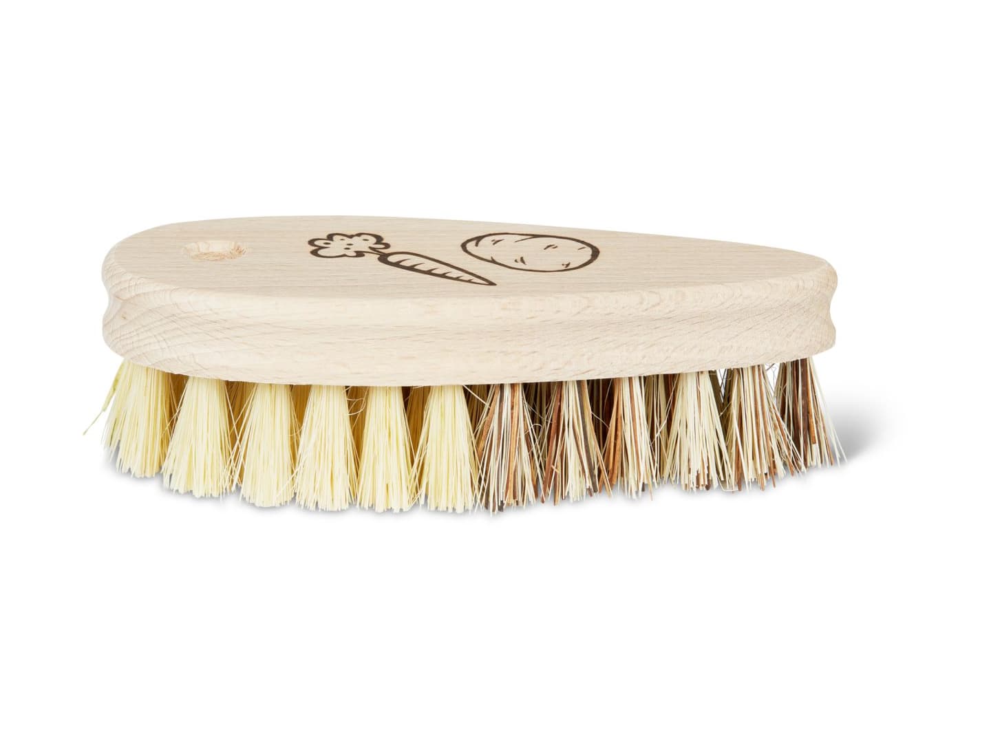 Teemando Brosse à Légumes En Bois De Hêtre - Poils Naturels Deux Densités - 13.5x5.5cm - Nettoyage Fruits/légumes