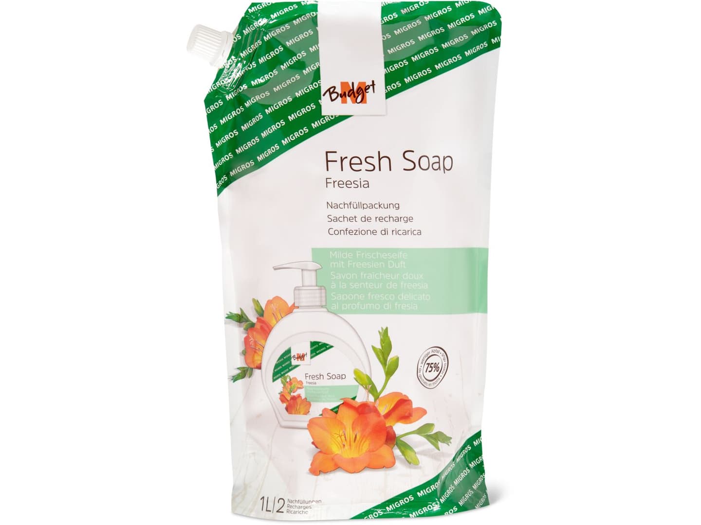 MBudget · Hand wash refill · Freesia • Migros