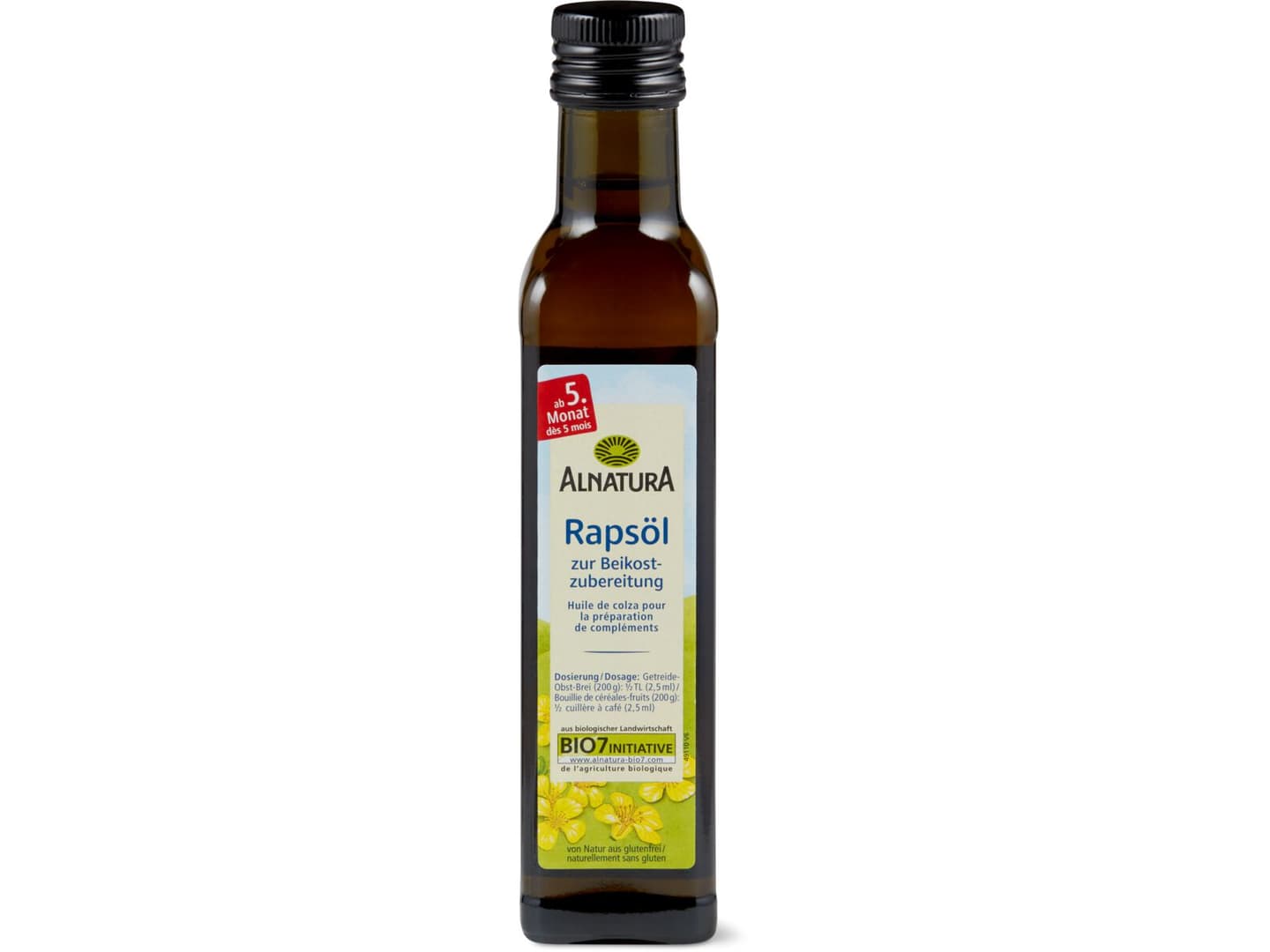 Migros Rapsöl Alnatura · Rapsöl für Babys · Ab 5 Monaten • Migros