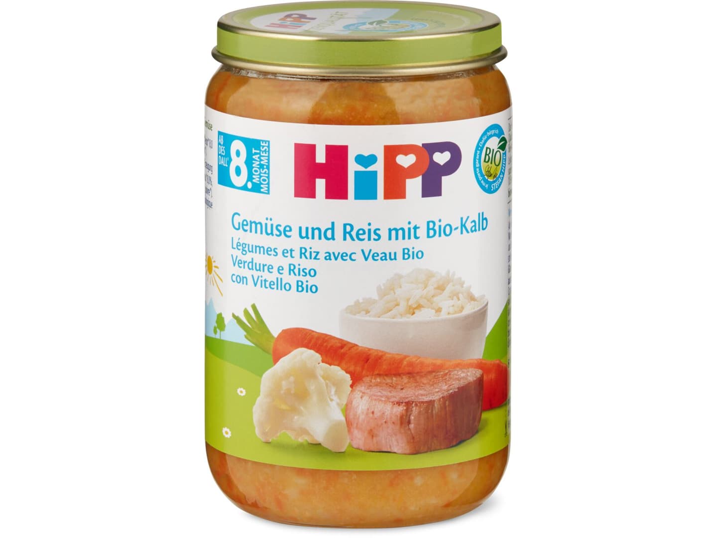 Kaufen HiPP · Gemüse und Reis mit Bio Kalb · Menü - Nach 8 Monaten • Migros