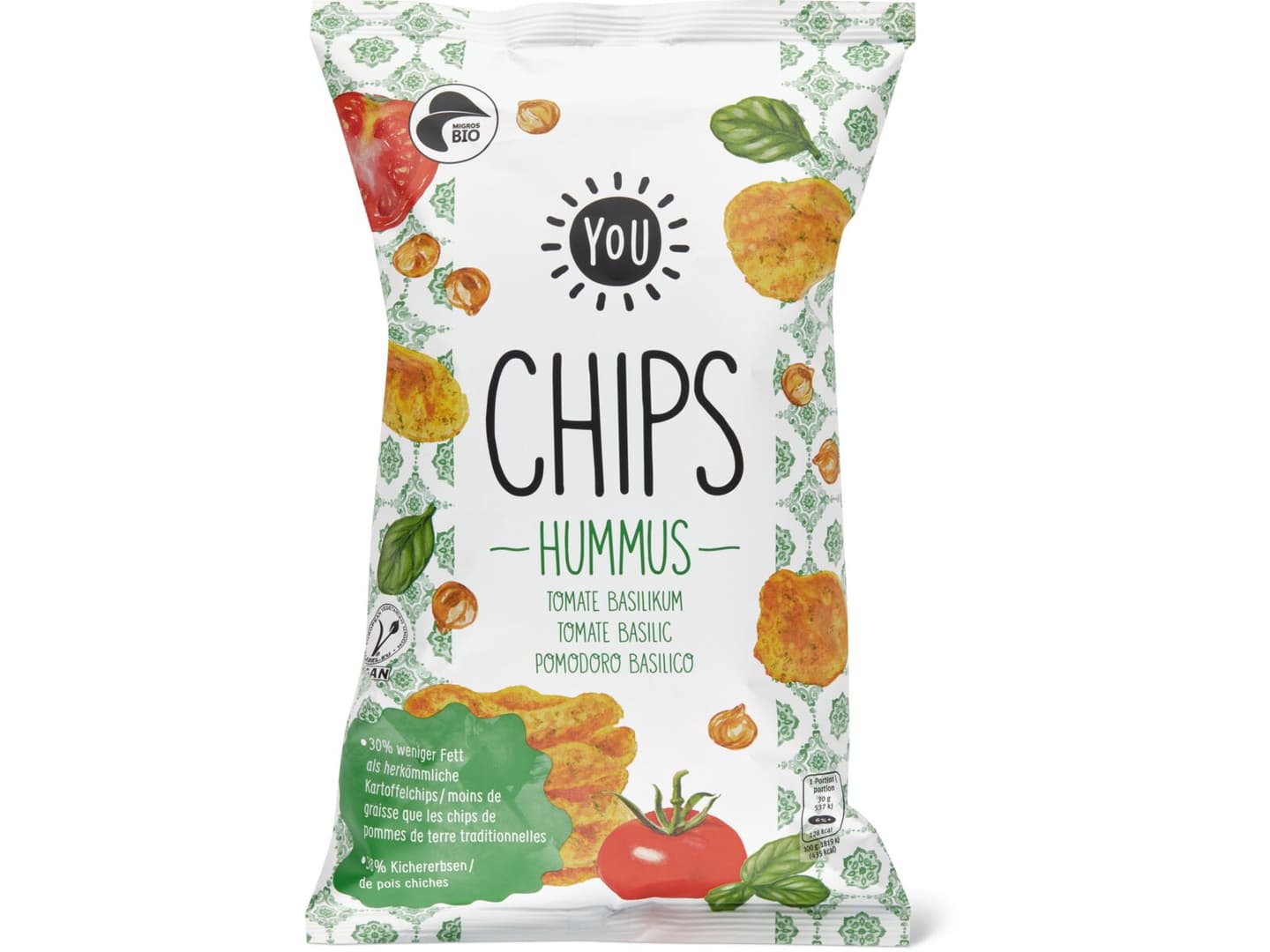 Achat You · Chips Hummus · Tomate Basilic • Migros