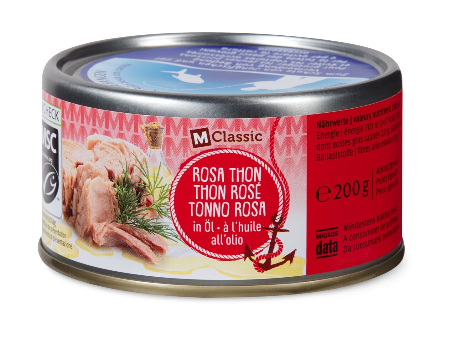 Kaufen MClassic · Rosa Thunfisch MSC · in Soja Öl • Migros