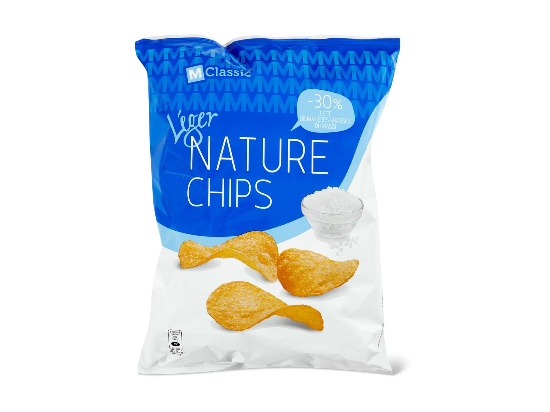 MClassic Léger · Chips · Nature, 30 weniger Fett als herkömmliche Chips • Migros