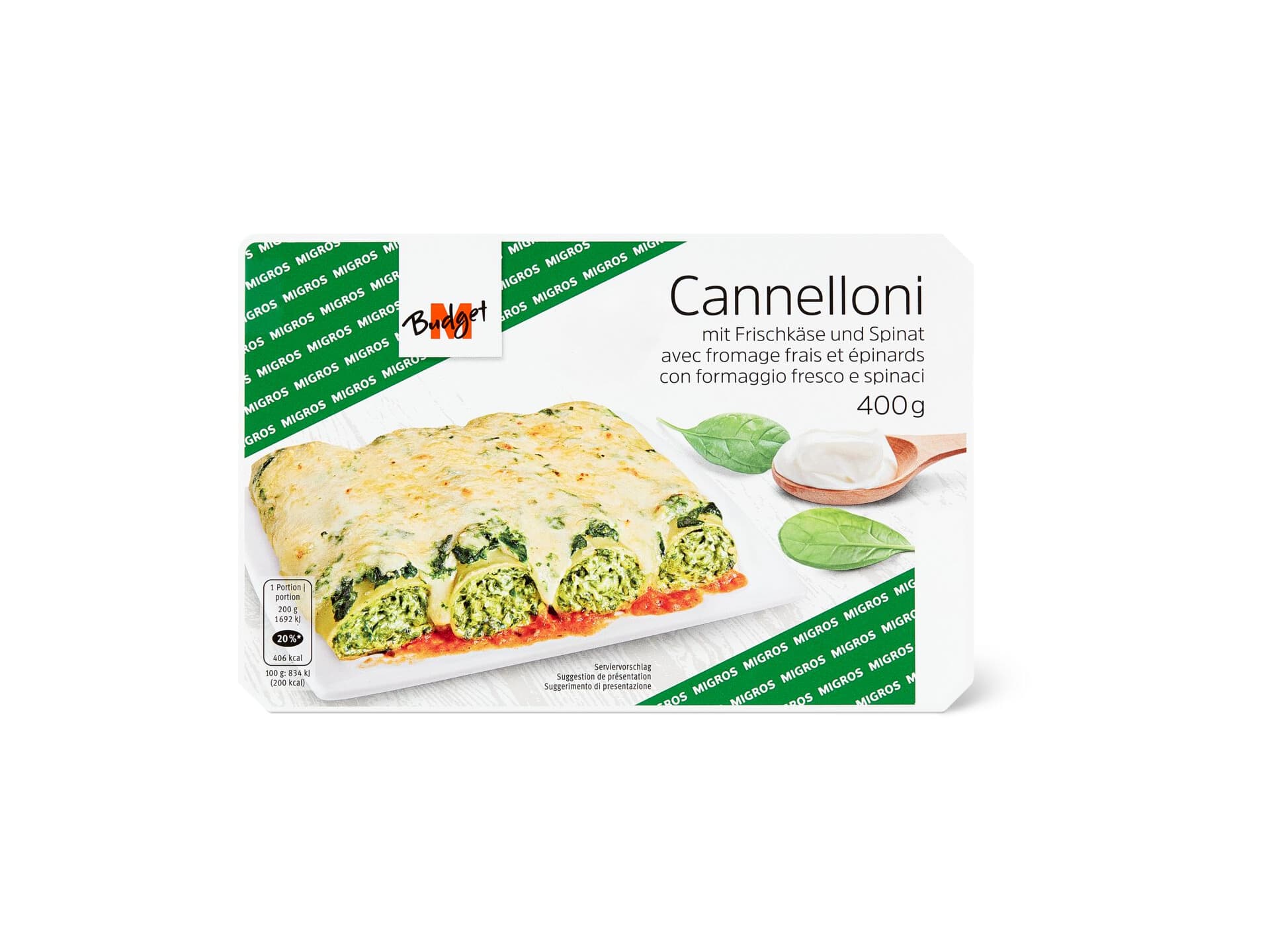 Kaufen M-Budget · Cannelloni · mit Frischkäse und Spinat • Migros