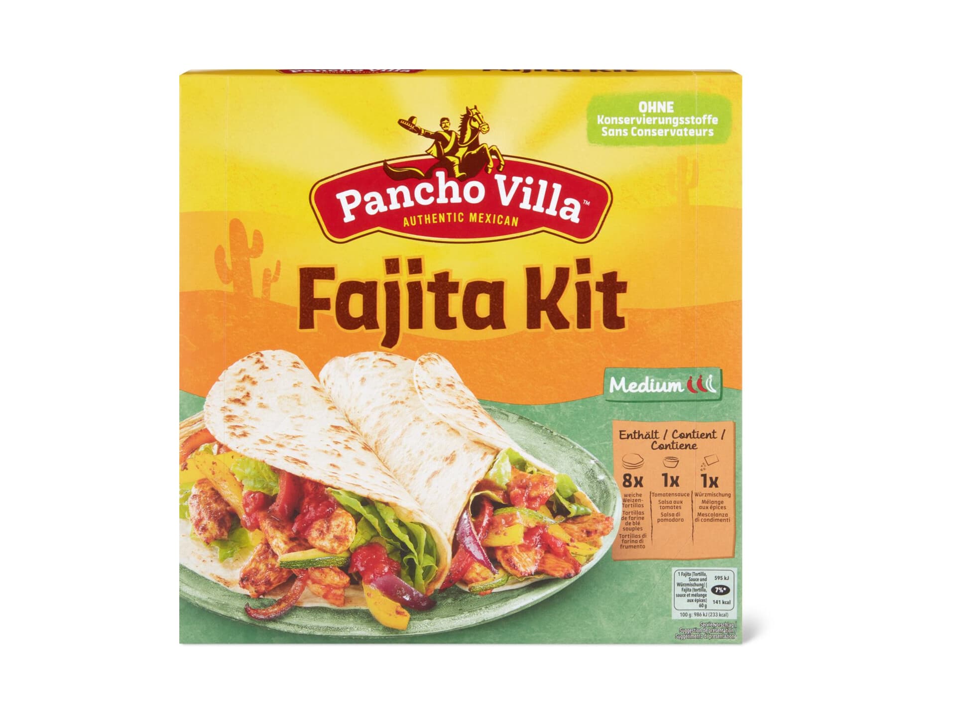 Buy Pancho Villa · Fajita Kit Medium · 8 soft wheat tortillas, 1 bag