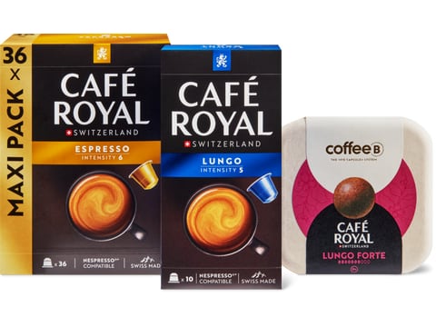 Toutes les capsules Café Royal, y compris CoffeeB