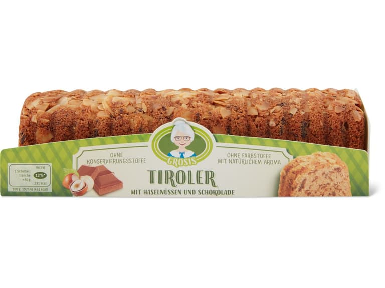 Kaufen Grosis · Tiroler Cake · Haselnüsse & Schokolade • Migros
