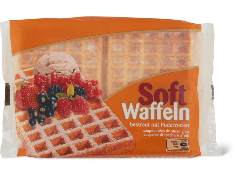 Soft waffles · with icing sugar • Migros