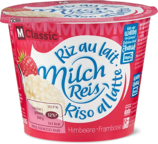 Frischer Milchreis mit frischen Himbeeren