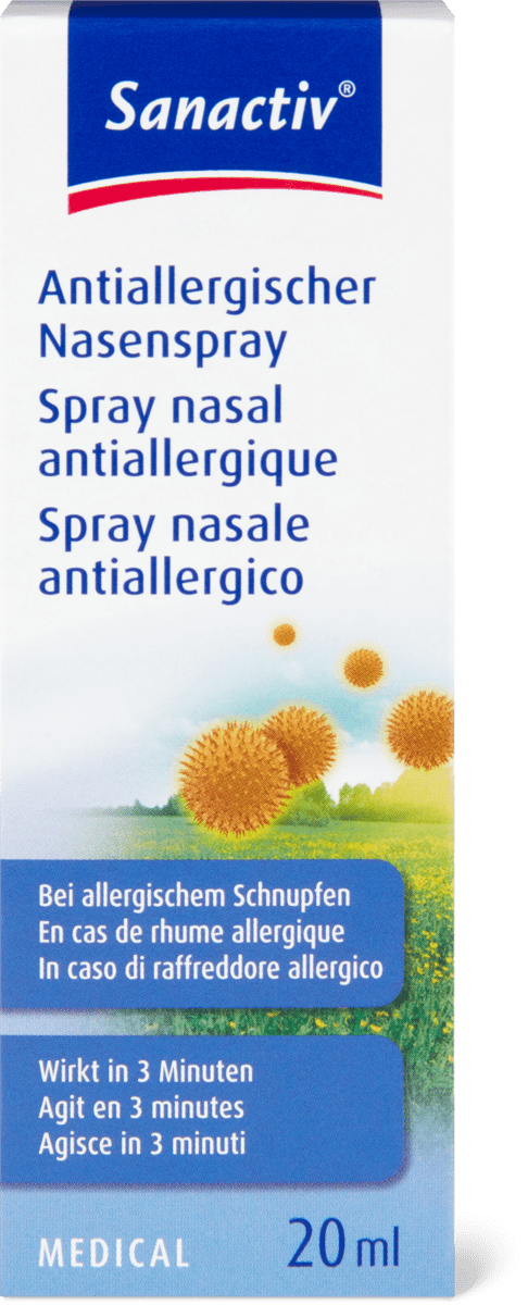 Achat Sanactiv Medical · Spray nasale à l'eau de mer · En cas de rhume et de  nez bouché • Migros