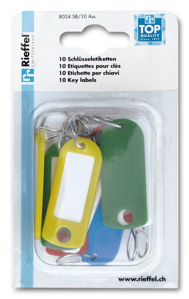 Rieffel Etichette per chiavi diversi colori, 10 pezzi Porta-chiavi