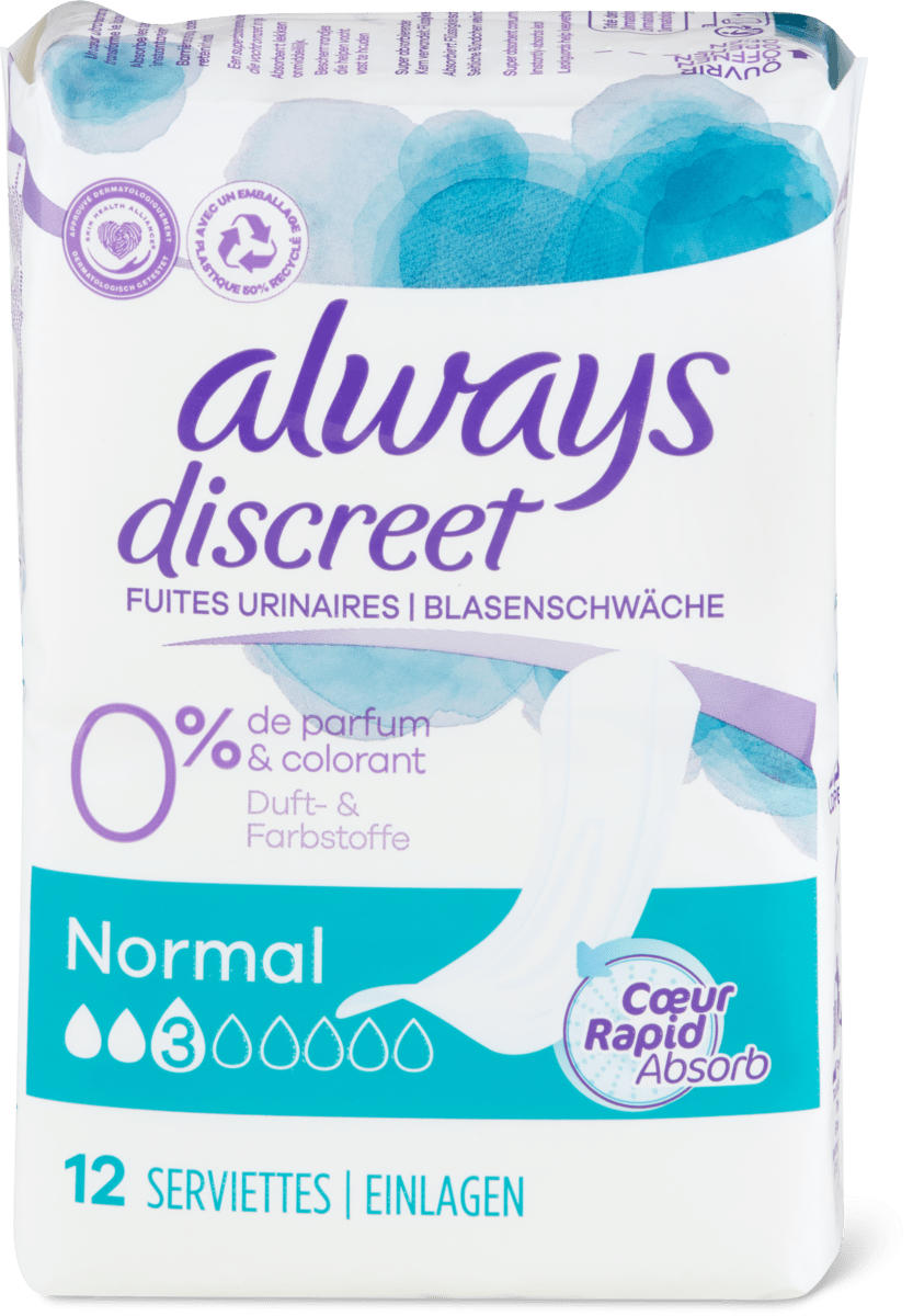 Product, Always Sanitary Pads Discreet Normal