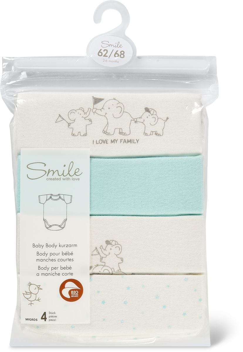 Smile Bio Body Bebe Manches Courtes Lot De 4 Migros