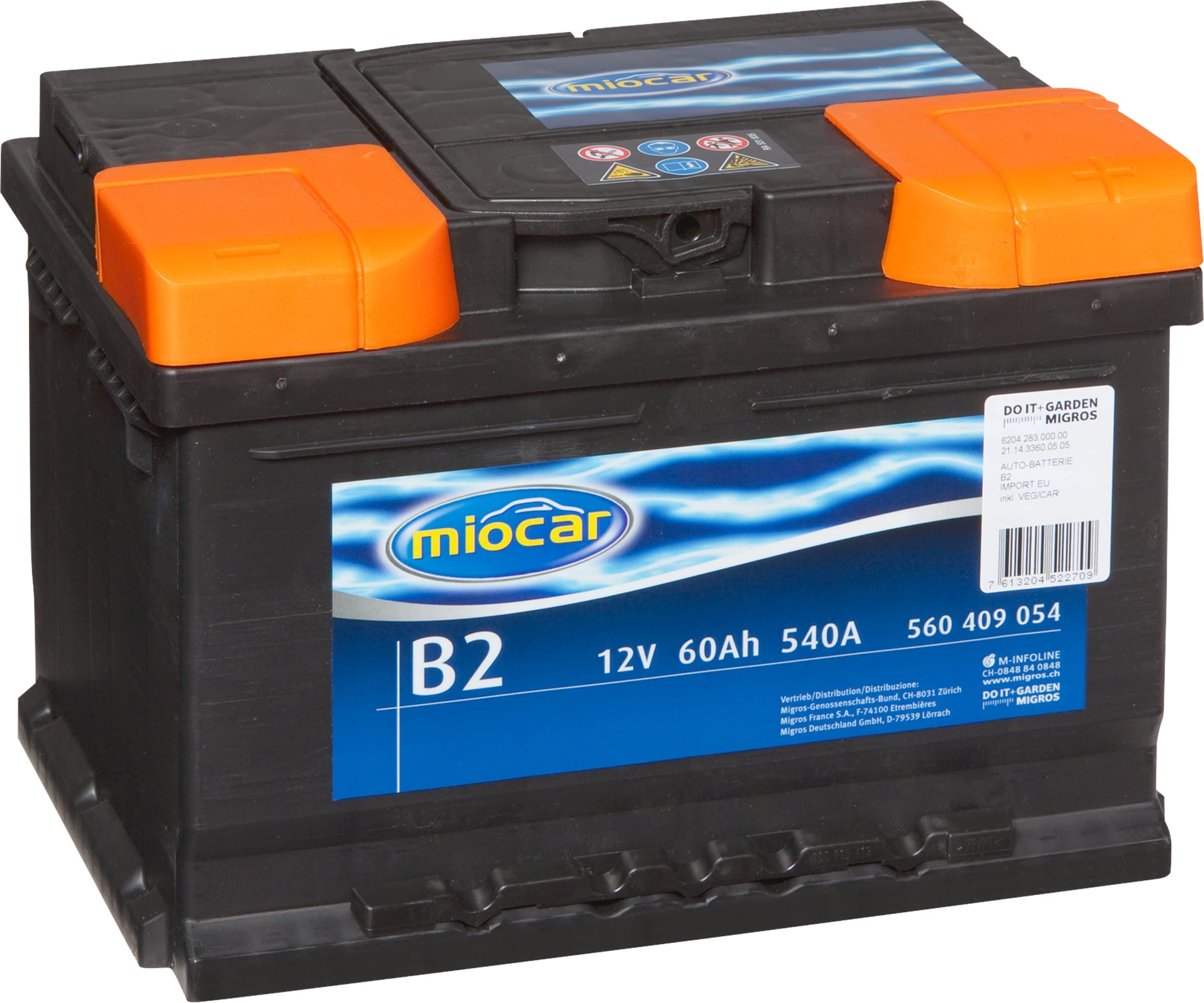 Miocar B2 60Ah Batterie de voiture