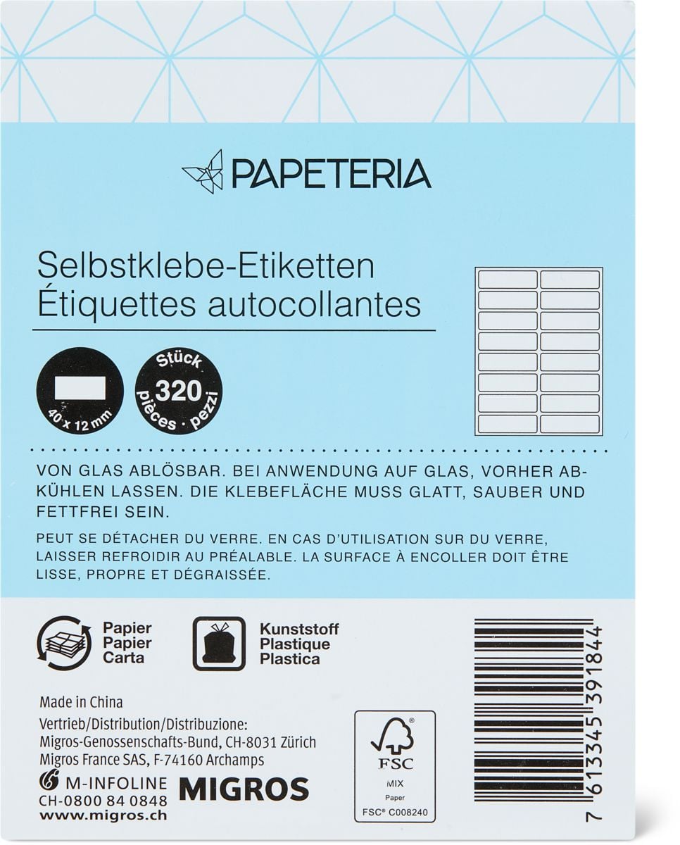 Papeteria Etiquettes Autocollantes Migros