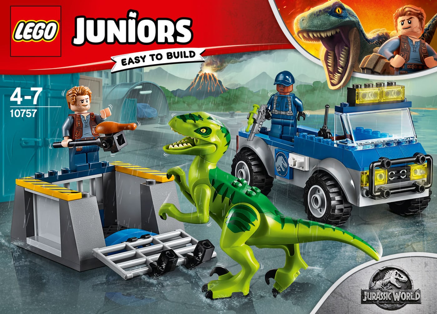 JUNIORS JURASSIC WORLD 10757 LEGO LE CAMION DE SECOURS DES RAPTORS